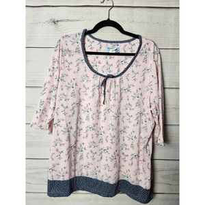 Amanda Paige Women's Floral 3/4th‎ Sleeve Sleepwear Top Size 2X